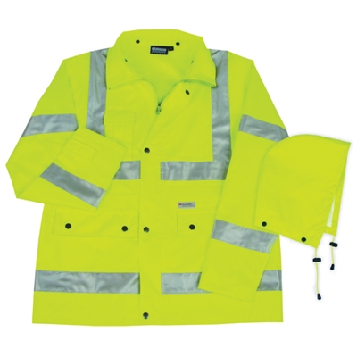 Rain Coat with Reflective Tape (Class 3) - Large