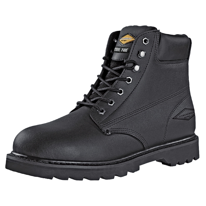 Goodyear Welt Black Leather Diamondback Boot w/ Steel Toe - Size 13
