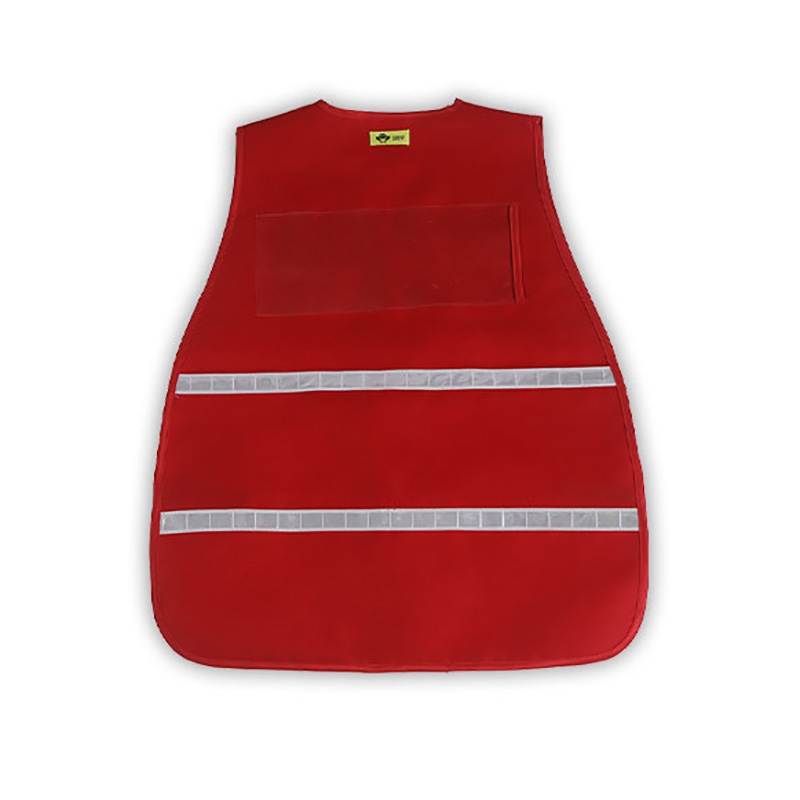 Deluxe ICS Red Cloth Safety Vest w/ Reflective Stripes