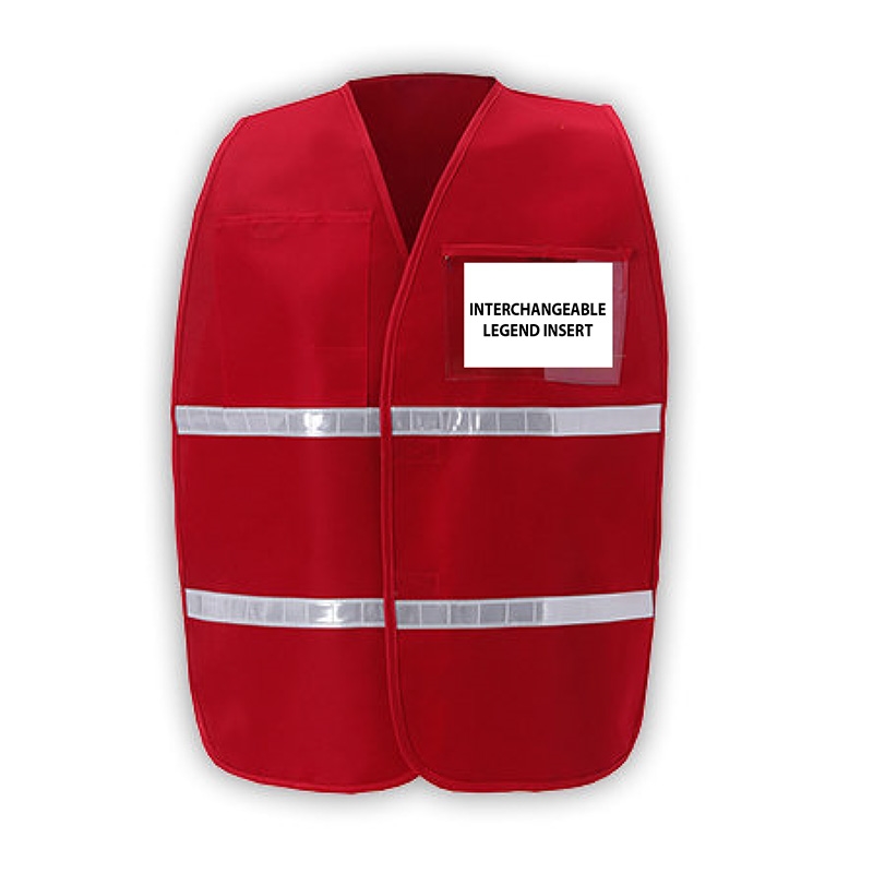 Deluxe ICS Red Cloth Safety Vest w/ Reflective Stripes