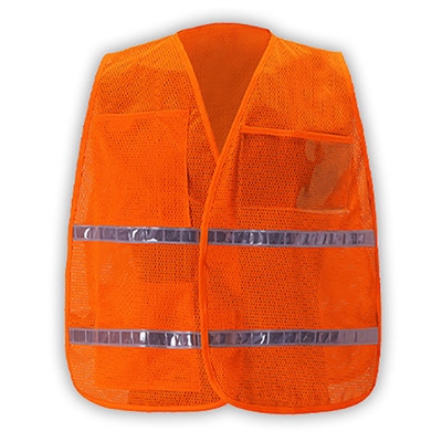 Mesh Incident Command Vest with Stripes Hi Visibility Orange
