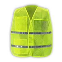 Mesh Incident Command Vest with Stripes Hi-Visibility Lime