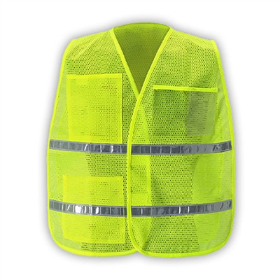 Mesh Incident Command Vest with Stripes Hi-Visibility Lime