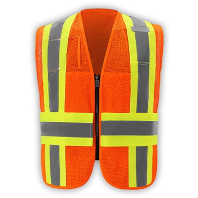 ICS Deluxe Vest with Stripes Hi-Visibility Orange