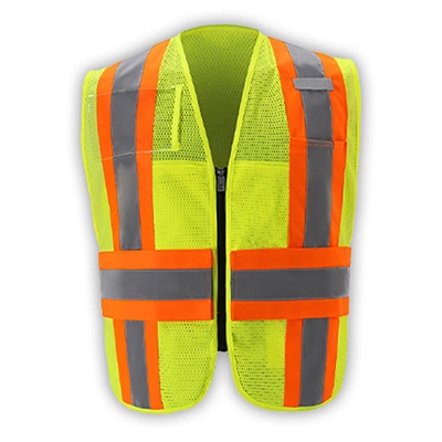 ICS Deluxe Vest with Stripes Hi-Visibility Lime