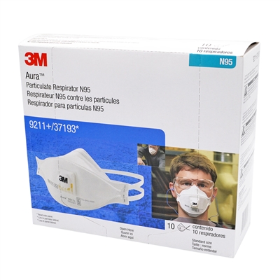 N95 Valved Particulate Respirators - 10-Pack 3M 9211 mask