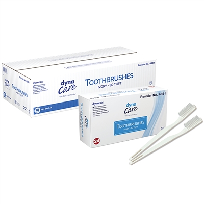 Adult toothbrush with 30 tufts, individually wrapped, case of 144