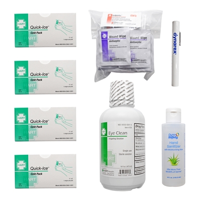 This 15 person trauma refill kit is great for refilling your first aid supplies. Containing ice pack, eye wash, and ointment