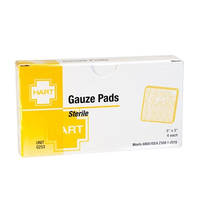 Gauze pads sterile 3 in x 3 in - 4 per Unit Box