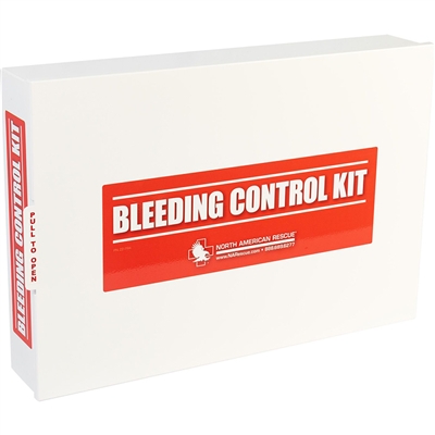 Durable wall-mounted cabinet designed to store stop the bleed medical equipment.