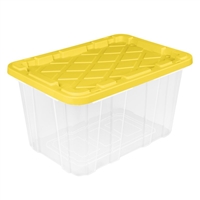 27 Gallon Clear Storage Box with Yellow Lid